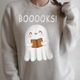Cute Ghost Book Reading Halloween Teacher Booooks For Men Women Kids Raglan Sleeve Sweatshirt Heather Forest