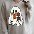 Cute Ghost Cat Reading Book Spooky Season Halloween Costume Raglan Sleeve Sweatshirt Heather Forest Cute Ghost Cat Reading Book Spooky Season Halloween Costume Raglan Sleeve Sweatshirt Heather Forest