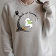 Cute Ghost Costume Reading Book Halloween Raglan Sleeve Sweatshirt Heather Forest