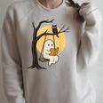 Cute Ghost Reading Halloween Book Lovers Librarians Teachers Raglan Sleeve Sweatshirt Heather Forest