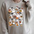 Cute Ghosts Reading Books Smart Book Lover Halloween Raglan Sleeve Sweatshirt Heather Forest