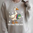 Cute Goose I Love Future Teacher Reading Books Raglan Sleeve Sweatshirt Heather Forest