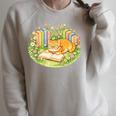 Cute Kawaii Cat Books Flowers Raglan Sleeve Sweatshirt Heather Forest Cute Kawaii Cat Books Flowers Raglan Sleeve Sweatshirt Heather Forest