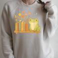 Cute Kawaii Frog Books Flowers Raglan Sleeve Sweatshirt Heather Forest Cute Kawaii Frog Books Flowers Raglan Sleeve Sweatshirt Heather Forest