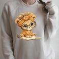 Cute Lion Cub Reading Book With Headwrap Raglan Sleeve Sweatshirt Heather Forest