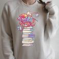 Cute Octopus Bookworm Fun Reading Tee For Book Lovers Raglan Sleeve Sweatshirt Heather Forest