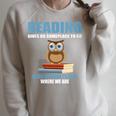 Cute Owl Reading Book Lover Positive Saying Raglan Sleeve Sweatshirt Heather Forest