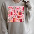 Cute Pink Book Pattern Book Lover Raglan Sleeve Sweatshirt Heather Forest