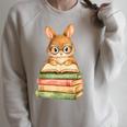 Cute Rabbit Bunny Reading Book Easter Day Teacher Librarian Raglan Sleeve Sweatshirt Heather Forest