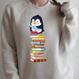 Cute Reading Penguin Women's Tops Book Lovers Raglan Sleeve Sweatshirt Heather Forest