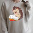Cute Wildlife Forest Animal Bookworm Book Reading Hedgehog Raglan Sleeve Sweatshirt Heather Forest