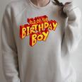 Dad Of The Birthday Boy Fun Comic Book Graphic Raglan Sleeve Sweatshirt Heather Forest