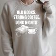 Dark Academia Aesthetic Old Books Strong Coffee Long Nights Raglan Sleeve Sweatshirt Heather Forest