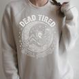 Dead Tired Still Awake Skeleton Moon Reading Raglan Sleeve Sweatshirt Heather Forest