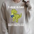 Dinosaur Book Lover T Rex Sad Arms Too Short To Reader Premium Tri-Blend Raglan Sleeve Sweatshirt Heather Forest