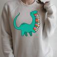 Dinosaur Carrying Book Reading Bookworm Librarian Raglan Sleeve Sweatshirt Heather Forest