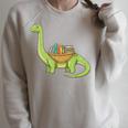 Dinosaur Librarian Book Lover Reading Brontosaurus Raglan Sleeve Sweatshirt Heather Forest
