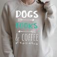 Dogs Books Coffee Tshirt Weekend Shirt Animal Lover Tee Raglan Sleeve Sweatshirt Heather Forest