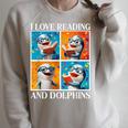 Dolphin Love Reading And Dolphins Child Book Lover Raglan Sleeve Sweatshirt Heather Forest