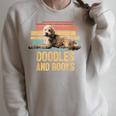 Doodles And Books Goldendoodle Dog Doodle Book Lover Retro Raglan Sleeve Sweatshirt Heather Forest