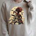 Dragon Reading a Book Dragons And Books Lover Bookworm Raglan Sleeve Sweatshirt Heather Forest