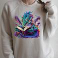 Dragon Reading Book Raglan Sleeve Sweatshirt Heather Forest