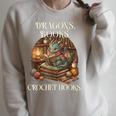 Dragons Books Crochet Hooks Raglan Sleeve Sweatshirt Heather Forest