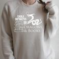 Dragons And Books Dragon Lover Bookish Dragon Bookworm Raglan Sleeve Sweatshirt Heather Forest