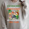 In My Dream World Books Are Free Chocolates Is Healthy Premium Tri-Blend Raglan Sleeve Sweatshirt Heather Forest