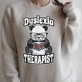 Dyslexia Therapist Teacher Dyslexic Therapy Panda Book Heart Raglan Sleeve Sweatshirt Heather Forest