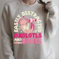 Easily Distracted By Axolotls And Books Cute Animal Lover Raglan Sleeve Sweatshirt Heather Forest