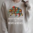 Easily Distracted By Bears & Books Lover Mammal Animal Raglan Sleeve Sweatshirt Heather Forest