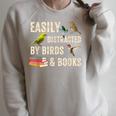 Easily Distracted By Birds & Books Vintage Birder Raglan Sleeve Sweatshirt Heather Forest