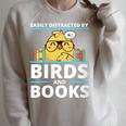 Easily Distracted By Birds And Books Raglan Sleeve Sweatshirt Heather Forest