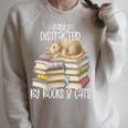 Easily Distracted By Books And Cats Raglan Sleeve Sweatshirt Heather Forest