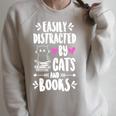 Easily Distracted By Cats And Books Reading Book Lover Raglan Sleeve Sweatshirt Heather Forest Easily Distracted By Cats And Books Reading Book Lover Raglan Sleeve Sweatshirt Heather Forest