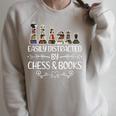 Easily Distracted By Chess And Books Raglan Sleeve Sweatshirt Heather Forest