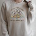 Easily Distracted By Dogs & Books Fun Dog Owner Librarian Raglan Sleeve Sweatshirt Heather Forest