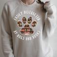 Easily Distracted By Dogs And Books Raglan Sleeve Sweatshirt Heather Forest