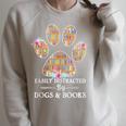 Easily Distracted By Dogs And Books Tshirt Raglan Sleeve Sweatshirt Heather Forest