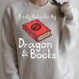 Easily Distracted By Dragon & Book Nerds Dragon Lover Girls Raglan Sleeve Sweatshirt Heather Forest