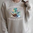 Easily Distracted By Dragons And Books Introvert Shirt Raglan Sleeve Sweatshirt Heather Forest