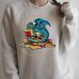 Easily Distracted By Dragons And Books Nerd Dragon Raglan Sleeve Sweatshirt Heather Forest