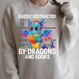 Easily Distracted By Dragons And Books Raglan Sleeve Sweatshirt Heather Forest