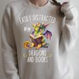 Easily Distracted By Dragons And Books Reading & Fantasy Raglan Sleeve Sweatshirt Heather Forest