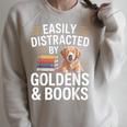 Easily Distracted By Goldens & Books Golden Retriever Dog Raglan Sleeve Sweatshirt Heather Forest Easily Distracted By Goldens & Books Golden Retriever Dog Raglan Sleeve Sweatshirt Heather Forest