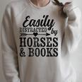 Easily Distracted By Horses And Books Horse Lover Raglan Sleeve Sweatshirt Heather Forest