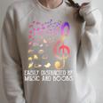 Easily Distracted By Music And Books For Book Lovers Raglan Sleeve Sweatshirt Heather Forest