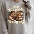 Easily Distracted By Turtles And Books Raglan Sleeve Sweatshirt Heather Forest