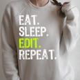 Eat Sleep Edit Repeat Editor Editing Video Film Book Raglan Sleeve Sweatshirt Heather Forest Eat Sleep Edit Repeat Editor Editing Video Film Book Raglan Sleeve Sweatshirt Heather Forest